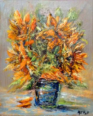 a painting of flowers in a blue vase 
arth2o-sunflowers-2023-30x40cm.webp A Gift of Sunshine