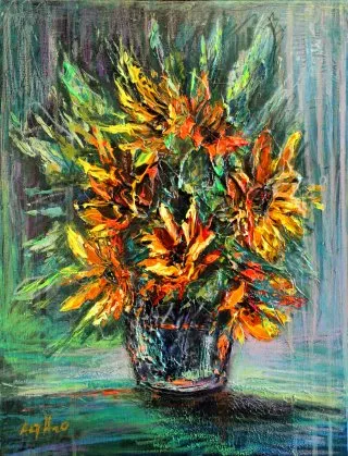a painting of flowers in a vase 
arth2o-sunflowers-in-blue-vase-50x60cm-acryllic-painting-a-2023.webp Sunflowers Aqua Green Serenity