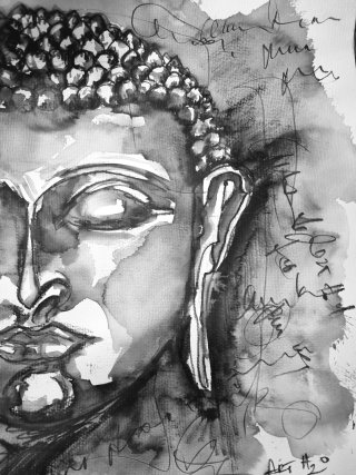 A meditative portrayal of a Buddha figure