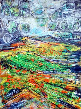 A colorful expression of nature's beauty Vibrant Abstract Landscape Painting